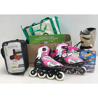 Lot of Toys & Games Including Roller Blades