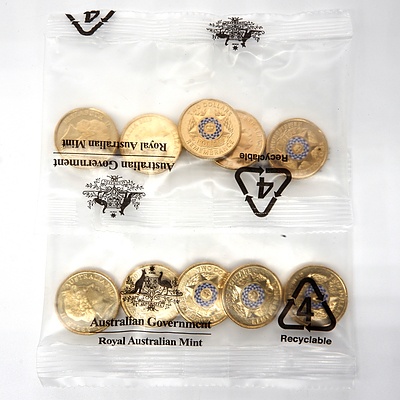 Two RAM Sealed Packets of Five 2019 $2 Police Remembrance Coins