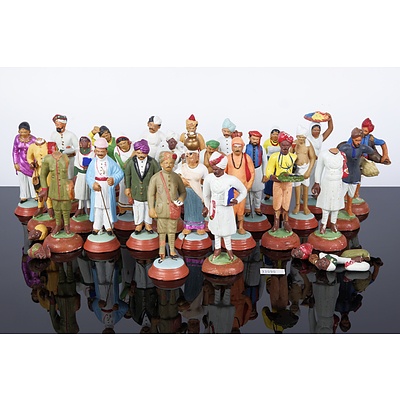 Unusual Collection of Antique Indian Polychrome Painted Toy Figures