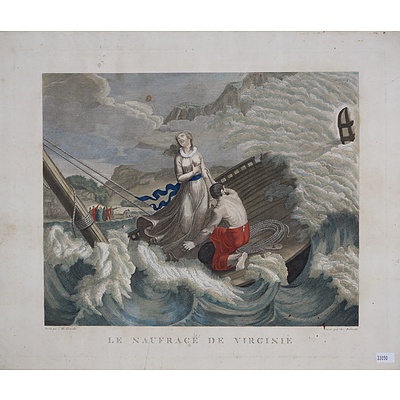 After Girardet, Le Naufrage De Virginie, Aquatint Engraved by F Bellavitis, Circa 1800