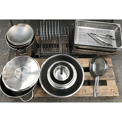 Large Lot Of Stainless Steel Cookware and Accessories