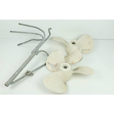 Metal Anchor and Two Metal 17 Spline Propellers