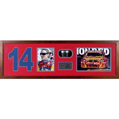 #14 Cameron McConville 2009 Framed Signed Photo with Race Used Half Piston