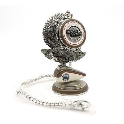 Harley Davidson Franklin Mint Duo-Glide Pocket Watch With Stand and Pouch