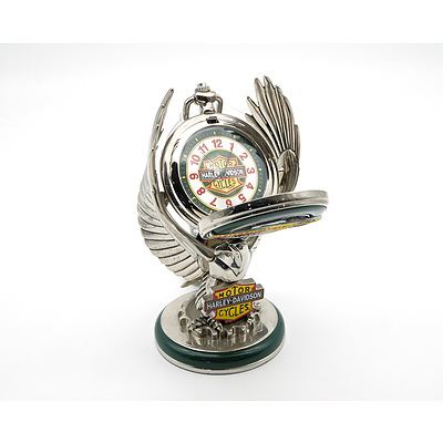 Harley Davidson Franklin Mint Pocket Watch With Stand and Pouch