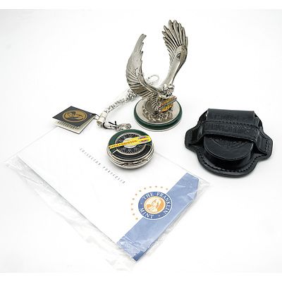 Harley Davidson Franklin Mint Pocket Watch With Stand and Pouch