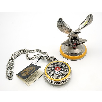 Harley Davidson Franklin Mint Fat Boy Pocket Watch With Stand