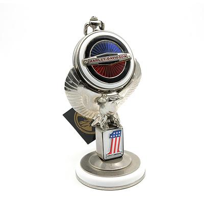 Harley Davidson Franklin Mint Superglide Pocket Watch With Stand