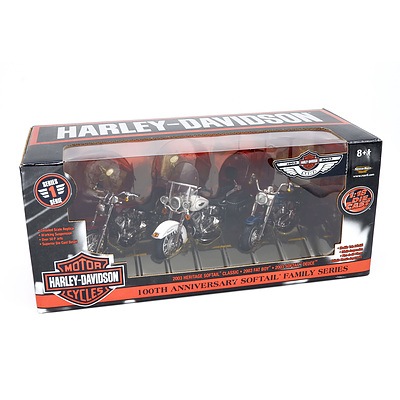 Harley Davidson 100th Anniversary Softail Family Series 1:18 Die Cast Models