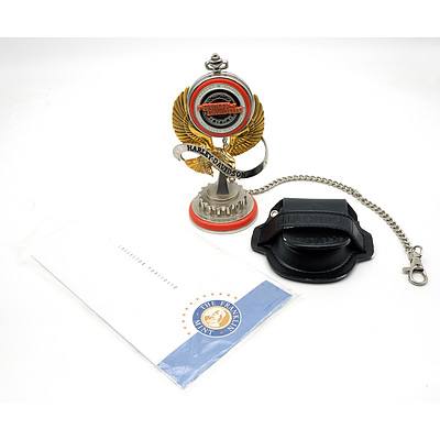 Harley Davidson Franklin Mint 1998 FXDWG Wide Glide Pocket Watch With Stand and Pouch