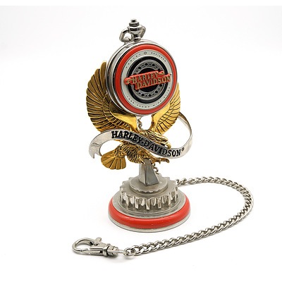 Harley Davidson Franklin Mint 1998 FXDWG Wide Glide Pocket Watch With Stand and Pouch