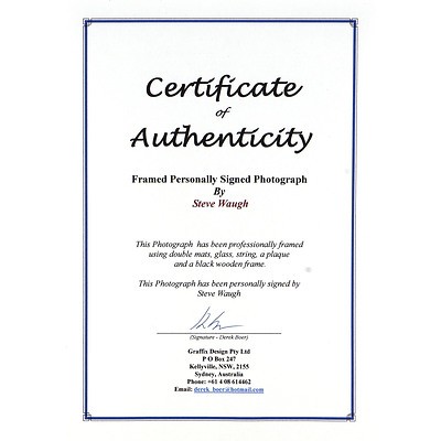 Signed and Framed Steve Waugh Photograph