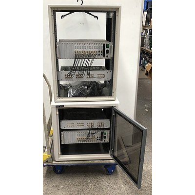 GSM Gateway Appliances in Media Cabinets - Lot of Two