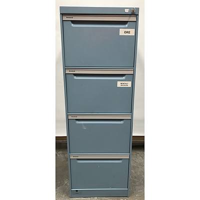 Brown Built Four Drawer Filing Cabinet