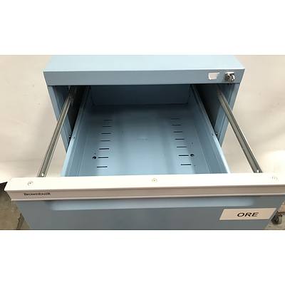 Brown Built Four Drawer Filing Cabinet