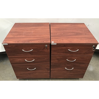 Aurora Three Drawer Filing Cabinets -Lot Of Two