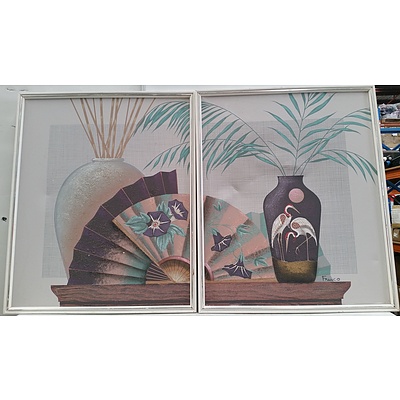 Stretched Canvas Mixed Media Prints - Lot of Two