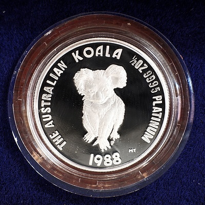 1988 The Australian Koala First Proof Issue Fifty Dollar Platinum Coin with Wooden Case