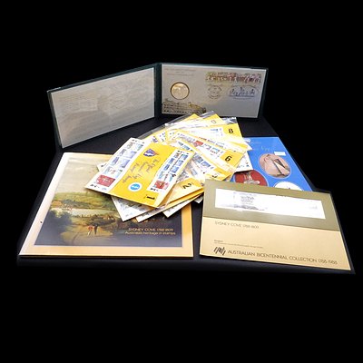 Sydney Cove Collection Booklet, Test Cricket 1977 Centenary First Day Cover and Medallion and Americas Cup Stamp Booklet