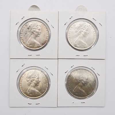 Four Australian 1966 Silver Fifty Cent Coins