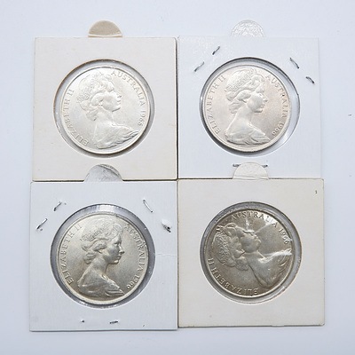 Four Australian 1966 Silver Fifty Cent Coins