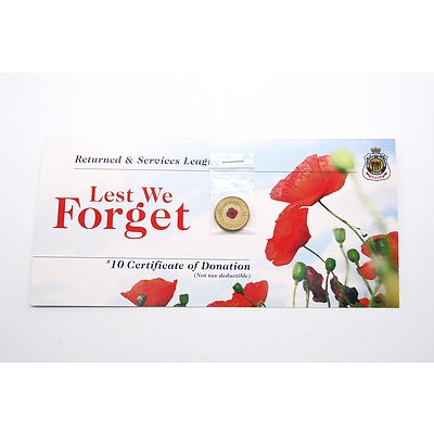 2012 Red Poppy Unciruclated $2 Australian Coin on Card 