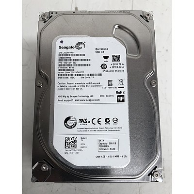 Seagate (ST500DM002) Barracuda 500GB Slim 3.5-Inch SATA Hard Drives - Lot of Seven