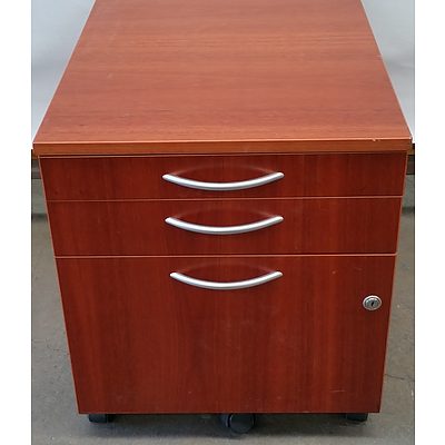 Maple Veneer Shelving Unit and Pedestal Drawer Unit