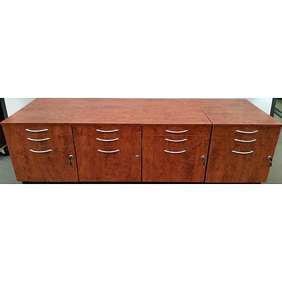 Walnut Veneer Pedestal Drawer Units - Lot of Four