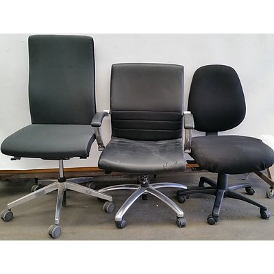 Printer Table and Three Gaslift Chairs