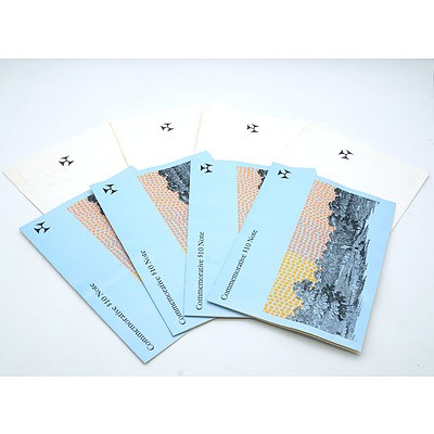 Four Consecutively Numbered 1988 Australian Bicentennial Commemorative $10 Notes AA09002453 -AA09002456