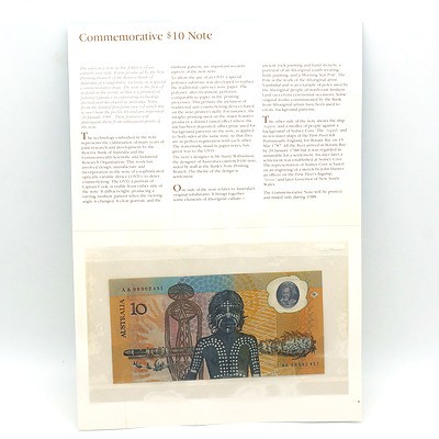 1988 Australian Bicentennial Commemorative $10 Note, AA09002451
