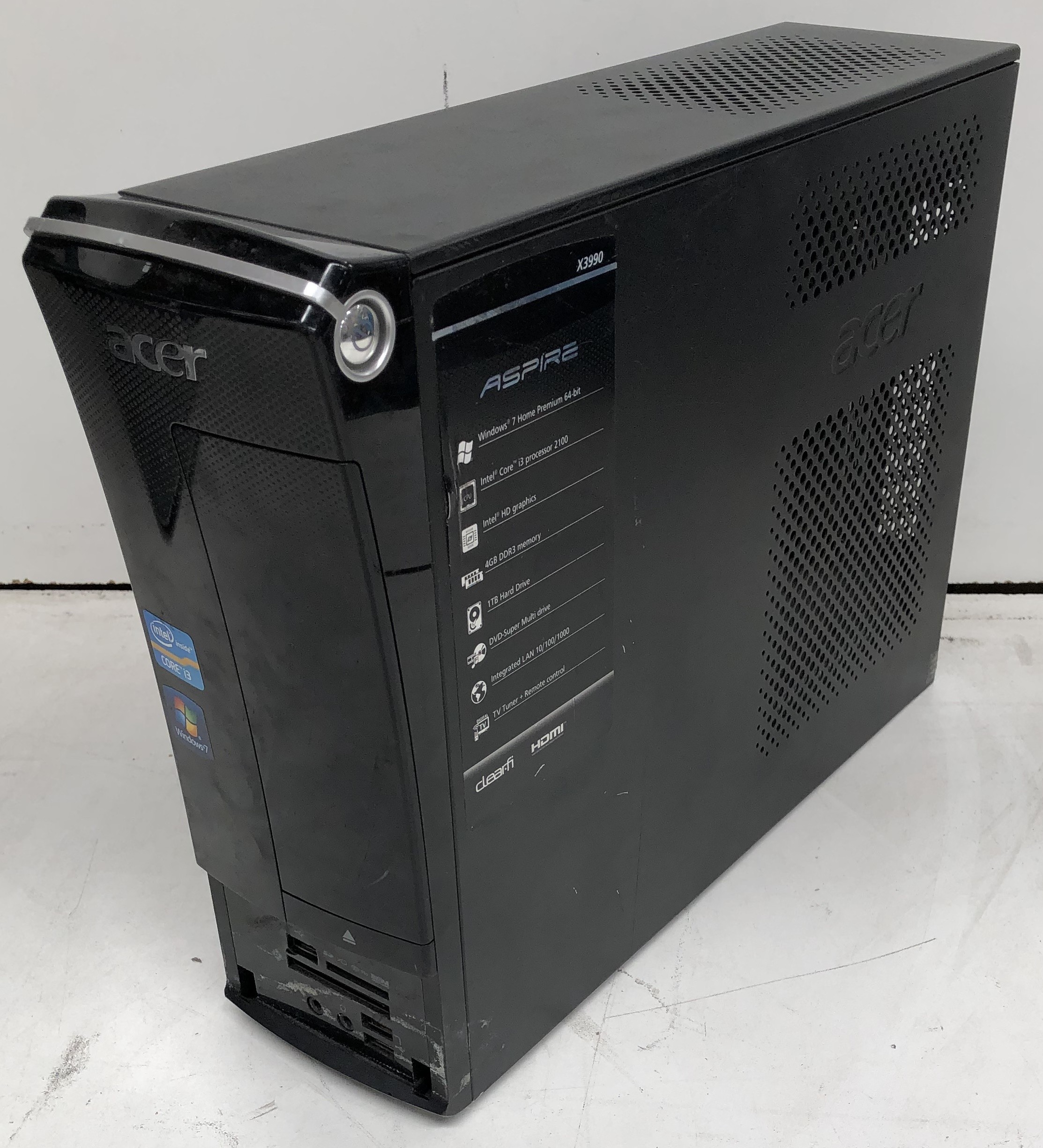 PC Bureau Acer X3990 – I3-2100, 4 Go RAM, 1 To, Nvidia Geforce 405, Windows 7, Occasion