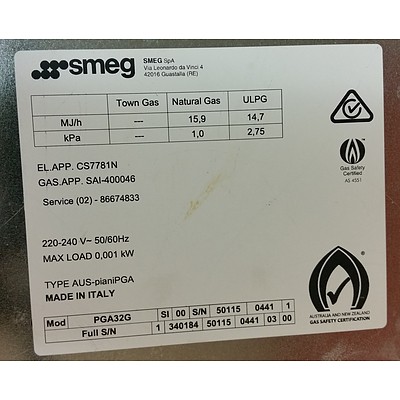 Smeg PGA32G 30cm Domino Style Topmount Dual Burner Gas Cooktop