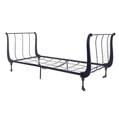 French Second Empire Cast Iron Folding Campaign Bed, 3rd Quarter of the 19th Century