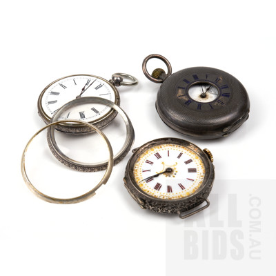 Three European 0.835 Silver Cased Pocketwatches