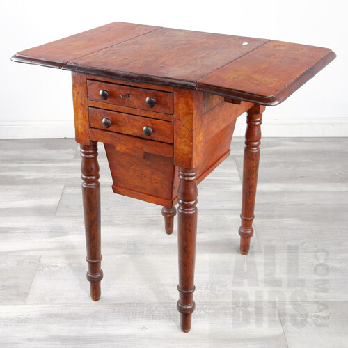 Rare Colonial New Zealand Burr Totara Work table, Mid 19th Century