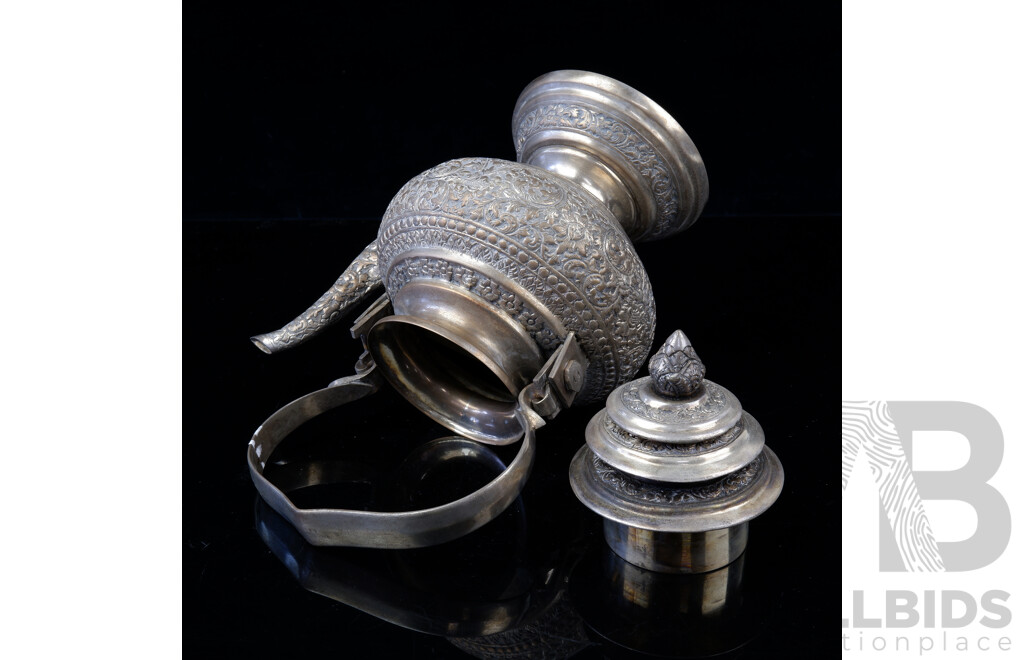 Nice Vintage Middle Eastern Nickle Silver Coffee Pot