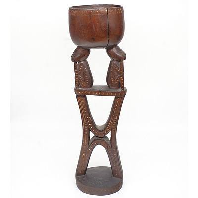 Massim People Ceremonial Betel Mortar, Trobriand Islands PNG, Mid 20th Century