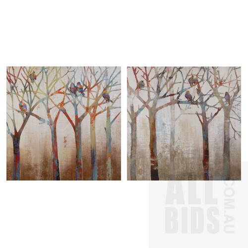 Two Bird Motif Canvas Prints, Each 80 x 80 cm (2)