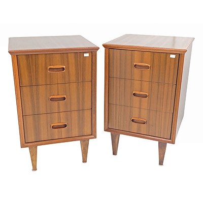 Pair of Mid Century Walnut Veneer Bedside Cabinets