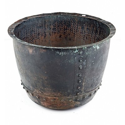 Early 19th Century Riveted Copper Boiler with Maker's Mark for Edward Villers and Wicks