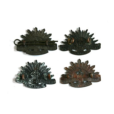 4x Australian Commonwealth Military Forces Rising Sun Collar Badges