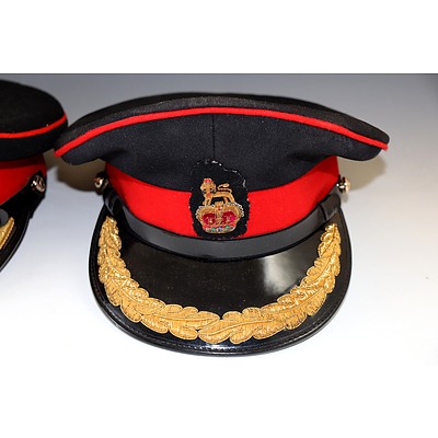 2x Senior Officers Ceremonial Uniform Peaked Caps with Badges