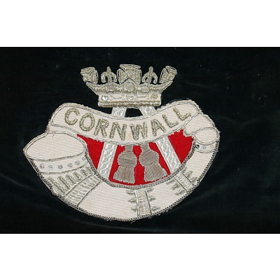 cWW2 Duke of Cornwalls Light Infantry Band Banner with Large Bullion Badge