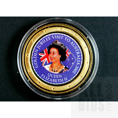 2002 Australian Jubilee Visit Gold Plated Medal