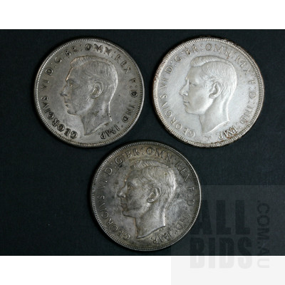 3x 1937 Australian Crown Silver Coins