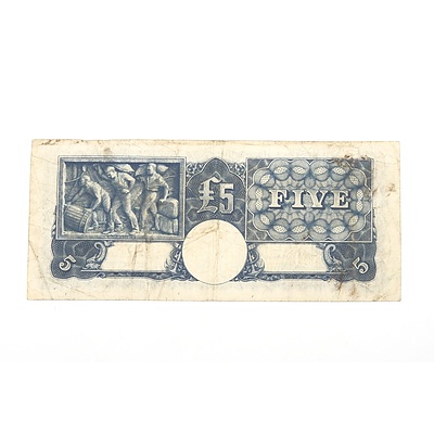 Australian 1952 Coombs/ Wilson Five Pound Banknote, R48 S33211070