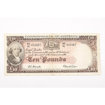Australian 1960 Coombs/ Wilson Ten Pound Banknote, R63 WA41431507