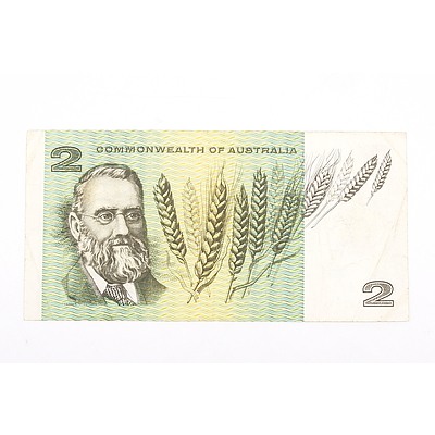 Australian 1968 Coombs/ Randall Two Dollar Banknote, R82 FNB623290